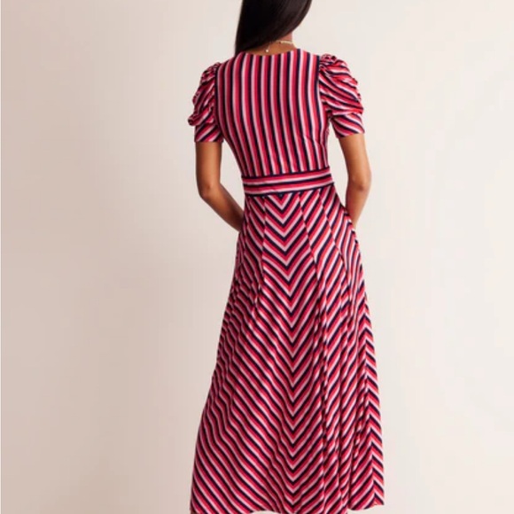 Boden Red and Blue Striped Midi Dress - Picture 3 of 7